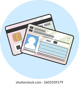 Illustration of Individual Number Card (My Number Card), front and back. Vector format is transparent around the illustration.