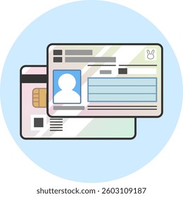 Illustration of Individual Number Card (My Number Card), front and back. Vector format is transparent around the illustration.