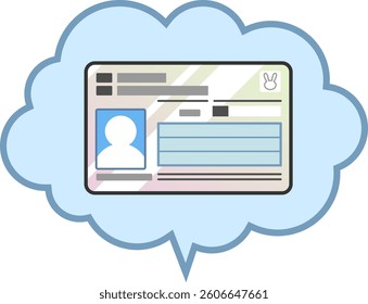 Illustration of Individual Number Card (My Number Card) in a speech bubble. Vector format is transparent around the illustration.