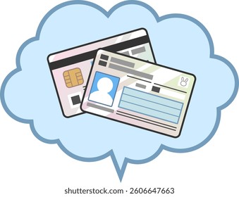 Illustration of Individual Number Card (My Number Card) in a speech bubble. Vector format is transparent around the illustration.