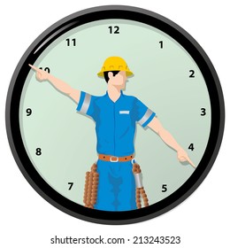 Illustration Individual worker is the hands of a clock 