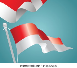 Illustration of Indonesia Flag, red and white