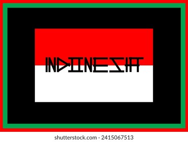 illustration Indonesia flag waving Isolated on black Background,vector