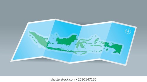 Illustration of Indonesia map from folded paper. Vector illustration with flat style