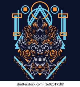 
illustration of Indonesian Balinese mask culture