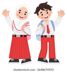 Illustration of Indonesian elementary school students