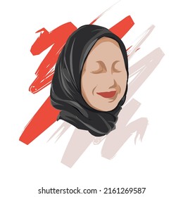 Illustration Indonesian female in dark Hijab, vector