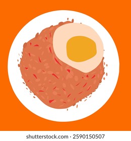 An illustration of Indonesian fried rice topped with a sunny-side-up egg, a popular dish full of rich flavors