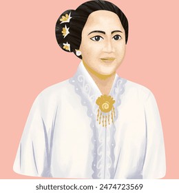 Illustration of Indonesian Hero Kartini, a Female Hero