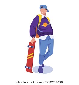 illustration of Indonesian high school students playing skateboards
