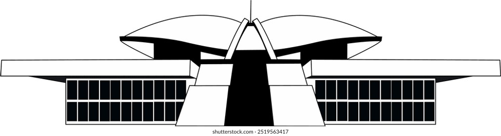 Ilustração do edifício da Câmara dos Representantes da Indonésia, o edifício do Conselho dos Representantes do Povo da Indonésia, o edifício do governo, o ícone da República da Indonésia