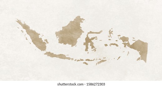 illustration of an Indonesian map with a watercolor texture theme