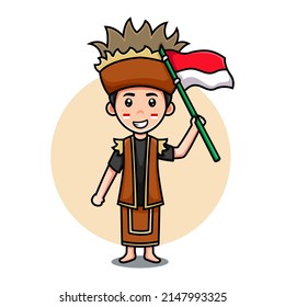 Illustration of Indonesian people's design using traditional clothes for the Pancasila day icon