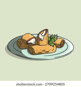 Ilustración de un refrigerio indonesio enrosca a Mayo en un plato