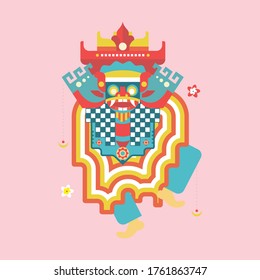illustration of Indonesian traditional culture. Leak Bali design with colorful style.