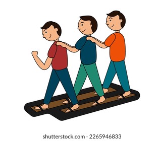  Illustration of indonesian traditional game (slippers clogs racing race) to celebrate Indonesia independence day.