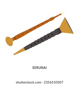 illustration of Indonesian traditional musical instrument, serunai