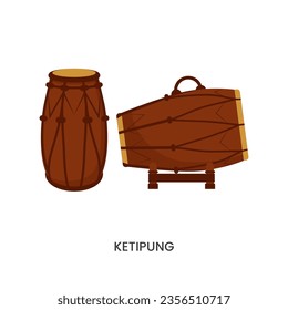 illustration of Indonesian traditional musical instrument, ketipung