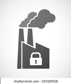 Illustration of an industrial factory icon with a lock pad