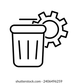 Illustration of industrial waste, waste bin with gear icon vector