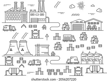 Illustration for industry in thin line style