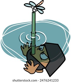 An illustration of an infiltrating ninja - Water Release Technique.