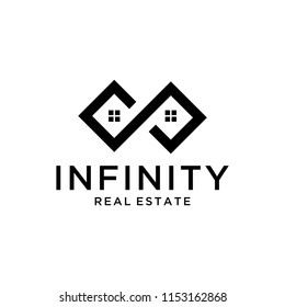 illustration infinity formed symmetrically and resembles two interconnected houses logo design