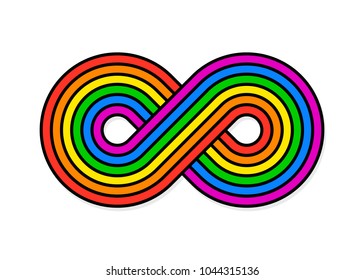 Illustration of infinity rainbow design in figure of eight on white background - vector illustration