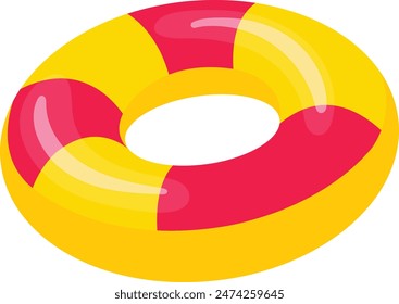 Illustration of Inflatable Ring on White Background. Isolated Vector in Cute Cartoon Style.