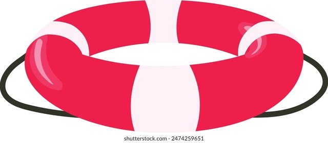 Illustration of Inflatable Ring on White Background. Isolated Vector in Cute Cartoon Style.