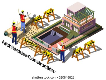illustration of info graphic architecture construction concept in isometric graphic