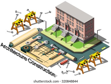 illustration of info graphic architecture construction concept in isometric graphic