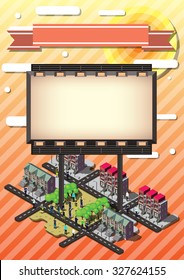 illustration of info graphic billboard urban city concept in isometric graphic