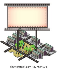 illustration of info graphic billboard urban city concept in isometric graphic