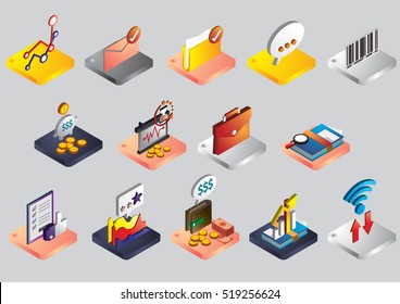 illustration of info graphic business icons set concept in isometric 3d graphic