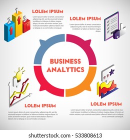 illustration of info graphic business set concept in isometric 3d graphic
