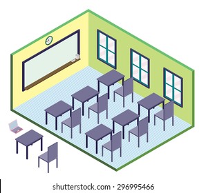 illustration of info graphic classroom concept in isometric graphic
