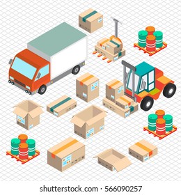 illustration of info graphic delivery car concept in isometric graphic