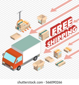 illustration of info graphic delivery car concept in isometric graphic