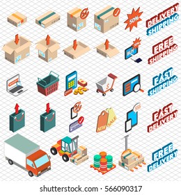 illustration of info graphic delivery icon concept in isometric graphic