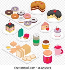 illustration of info graphic dessert concept in isometric graphic