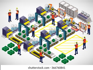 illustration of info graphic factory equipment concept in isometric 3D graphic