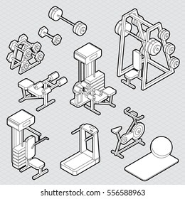 illustration of info graphic fitness concept in isometric 3d