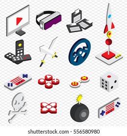 illustration of info graphic game icons set concept in isometric graphic