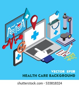 illustration of info graphic healthcare technology icons set concept in isometric 3d graphic