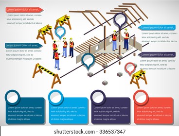illustration of info graphic house structure concept in isometric graphic