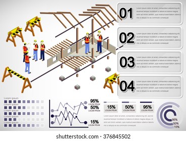 illustration of info graphic house structure concept in isometric graphic