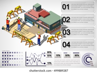 illustration of info graphic house structure concept in isometric graphic