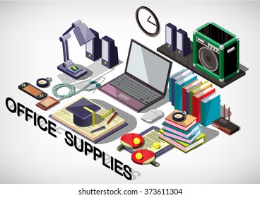 illustration of info graphic interior office concept in isometric graphic
