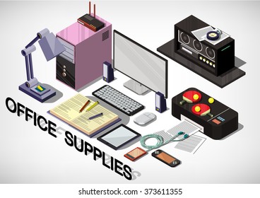 illustration of info graphic interior office concept in isometric graphic